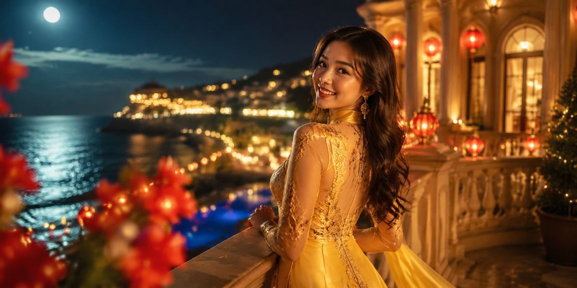 Người phụ nữ mặc áo dài chơi casino giải trí tại Đà Lạt trên điện thoại