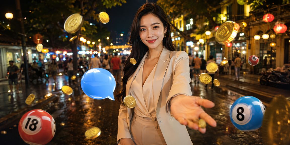 Người dùng tại chợ đêm Hà Nội tham gia xổ số và trò chơi giải trí dưới ánh đèn rực rỡ