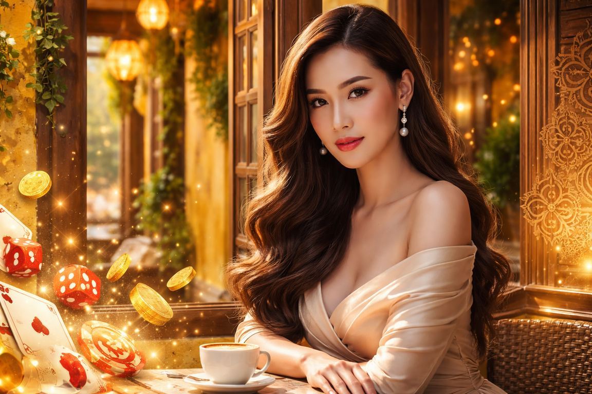 Người dùng truy cập nền tảng cá cược tại quán cà phê Hội An với không khí phố cổ